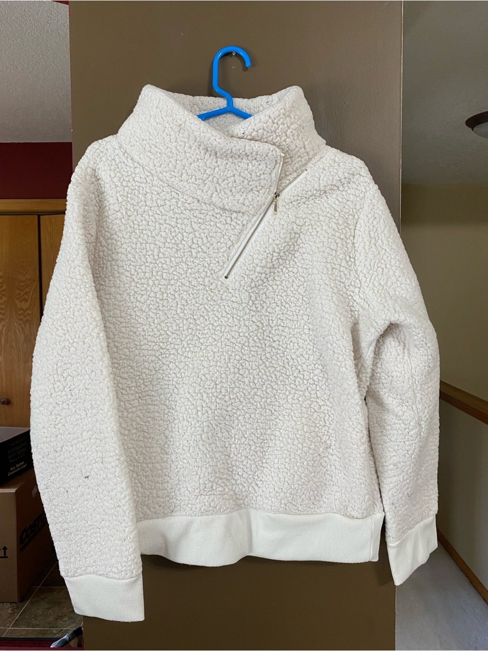 Cozy Women's Cream Sherpa Pullover Sweater - Knapp Studio